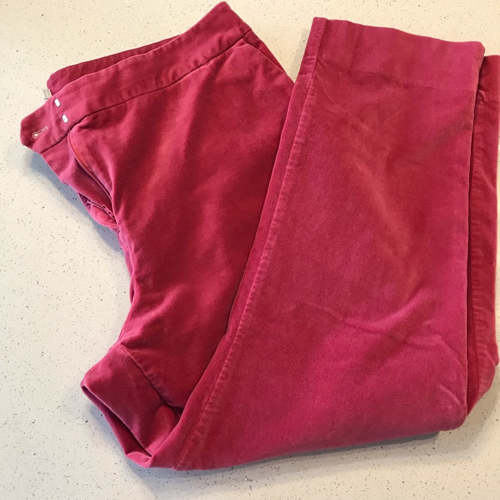 Pink velvet ankle pant from Boden